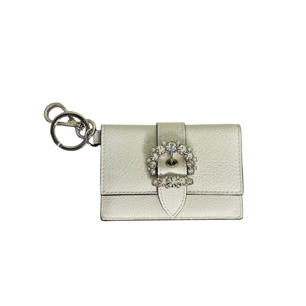 Jimmy Choo NWT Cheri Mini Keychain Wallet/Card Case in White w/Box